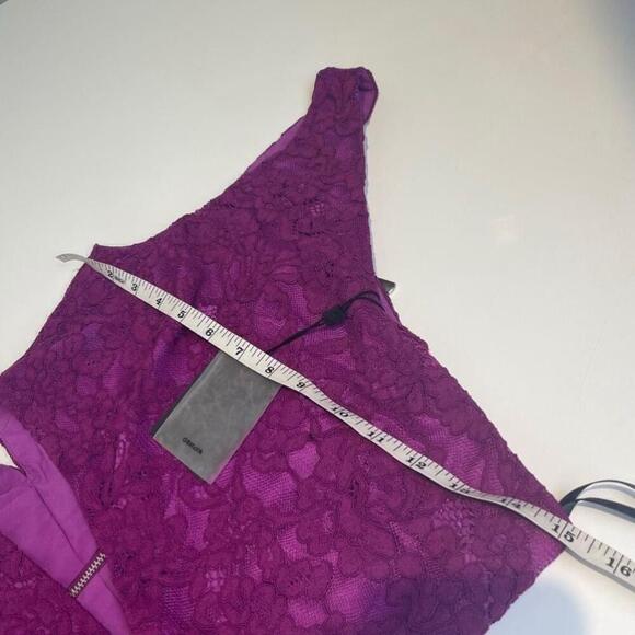 Revolve NBD x Naven Elina Floral Crochet Lace Magenta One Shoulder Mini Dress - Picture 5 of 8